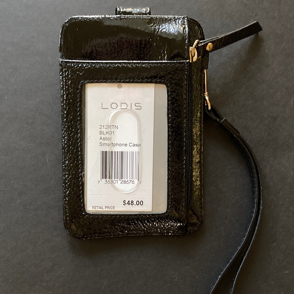 LODIS Astor Black Leather SmartPhone ID/Card Case/Wrist Strap/NEW/REDUCED PRICE! - Picture 1 of 2